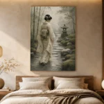 Sage & Ivory Misty Zen Garden Geisha Art Canvas Print - Image 8