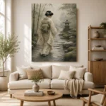 Sage & Ivory Misty Zen Garden Geisha Art Canvas Print - Image 10