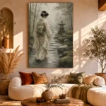 Sage & Ivory Misty Zen Garden Geisha Art Canvas Print - Image 11