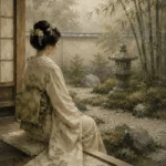Sage & Ivory Tea House Zen Garden Geisha Art Canvas Print