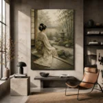 Sage & Ivory Tea House Zen Garden Geisha Art Canvas Print - Image 3