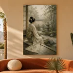 Sage & Ivory Tea House Zen Garden Geisha Art Canvas Print - Image 6