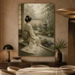 Sage & Ivory Tea House Zen Garden Geisha Art Canvas Print - Image 7