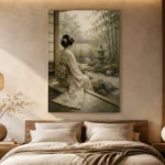 Sage & Ivory Tea House Zen Garden Geisha Art Canvas Print - Image 8