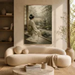 Sage & Ivory Tea House Zen Garden Geisha Art Canvas Print - Image 9