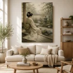 Sage & Ivory Tea House Zen Garden Geisha Art Canvas Print - Image 10
