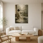 Sage & Ivory Tea House Zen Garden Geisha Art Canvas Print styled in a refined neutral interior