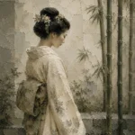 Ivory & Sage Profile Zen Garden Geisha Art Canvas Print
