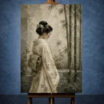 Ivory & Sage Profile Zen Garden Geisha Art Canvas Print - Image 2