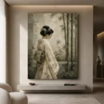 Ivory & Sage Profile Zen Garden Geisha Art Canvas Print - Image 4