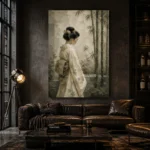 Ivory & Sage Profile Zen Garden Geisha Art Canvas Print - Image 5