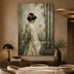 Ivory & Sage Profile Zen Garden Geisha Art Canvas Print - Image 7