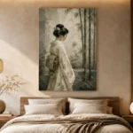 Ivory & Sage Profile Zen Garden Geisha Art Canvas Print - Image 8