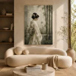 Ivory & Sage Profile Zen Garden Geisha Art Canvas Print - Image 9