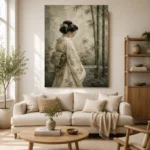 Ivory & Sage Profile Zen Garden Geisha Art Canvas Print - Image 10
