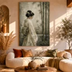 Ivory & Sage Profile Zen Garden Geisha Art Canvas Print - Image 11