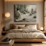 Sage & Ivory Courtyard Zen Garden Geisha Art Canvas Print - Image 9