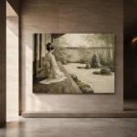 Sage & Ivory Veranda Zen Garden Geisha Art Canvas Print - Image 6