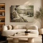 Sage & Ivory Veranda Zen Garden Geisha Art Canvas Print - Image 7