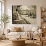 Sage & Ivory Veranda Zen Garden Geisha Art Canvas Print - Image 8