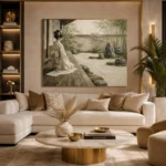 Sage & Ivory Veranda Zen Garden Geisha Art Canvas Print - Image 10