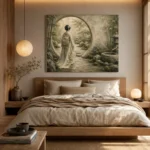 Sage & Ivory Moon Gate Zen Garden Geisha Art Canvas Print - Image 9