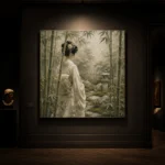 Sage & Ivory Bamboo Veil Zen Garden Geisha Art Canvas Print - Image 7