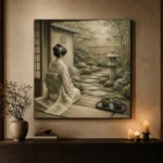Sage & Ivory Tea House Zen Garden Geisha Art Canvas Print - Image 6