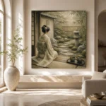 Sage & Ivory Tea House Zen Garden Geisha Art Canvas Print - Image 8