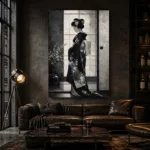Black & Pearl Monochrome Geisha Art Canvas Print - Image 5
