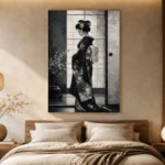 Black & Pearl Monochrome Geisha Art Canvas Print - Image 8