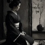 Graphite Chiaroscuro Monochrome Geisha Art Canvas Print