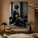 Graphite & Porcelain Monochrome Geisha Art Canvas Print - Image 7