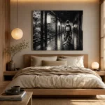 Graphite Lantern Corridor Monochrome Geisha Art Canvas Print - Image 9