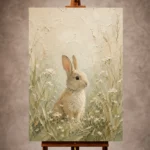 Soft beige serene Woodland Nursery Wall Art print for elegant interiors. No text or watermarks in design.