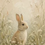 Soft Beige Woodland Bunny Kids Room Wall Art Canvas Print