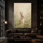 Soft Beige Woodland Bunny Kids Room Wall Art Canvas Print - Image 5
