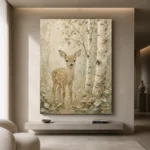 Sage & Taupe Deer Woodland Nursery Wall Art Canvas Print - Image 4