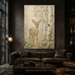 Sage & Taupe Deer Woodland Nursery Wall Art Canvas Print - Image 5