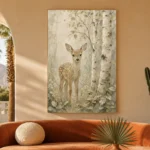 Sage & Taupe Deer Woodland Nursery Wall Art Canvas Print - Image 6
