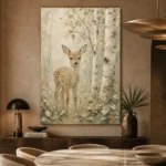 Sage & Taupe Deer Woodland Nursery Wall Art Canvas Print - Image 7