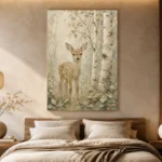 Sage & Taupe Deer Woodland Nursery Wall Art Canvas Print - Image 8