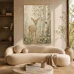 Sage & Taupe Deer Woodland Nursery Wall Art Canvas Print - Image 9