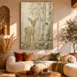 Sage & Taupe Deer Woodland Nursery Wall Art Canvas Print - Image 11