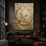 Earthy Beige Fox Cub Woodland Nursery Wall Art Canvas Print - Image 5