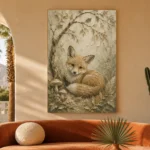 Earthy Beige Fox Cub Woodland Nursery Wall Art Canvas Print - Image 6