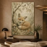 Earthy Beige Fox Cub Woodland Nursery Wall Art Canvas Print - Image 7