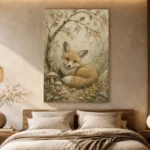 Earthy Beige Fox Cub Woodland Nursery Wall Art Canvas Print - Image 8
