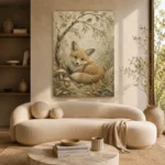 Earthy Beige Fox Cub Woodland Nursery Wall Art Canvas Print - Image 9