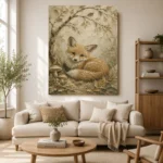 Earthy Beige Fox Cub Woodland Nursery Wall Art Canvas Print - Image 10